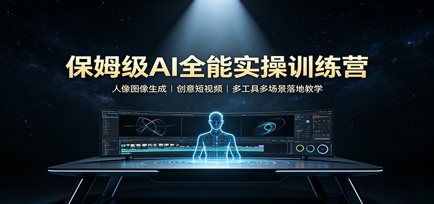 保姆级AI全能实操训练营：人像图像生成，创意短视频，多工具多场景落地教学-极客网创