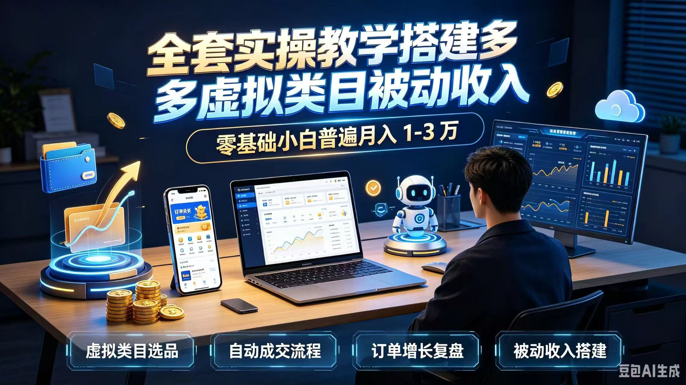 全套实操教学搭建多多虚拟类目被动收入，零基础小白普遍月入 1-3 万-极客网创