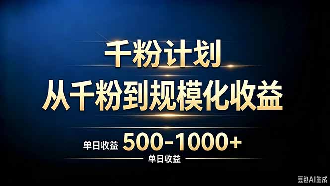 抖音千粉账号计划,从千粉到规模化收益 500-1000+单日收益-极客网创