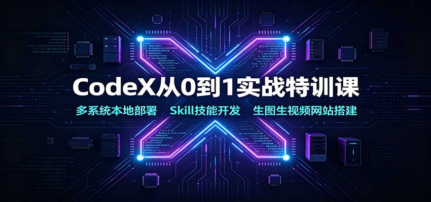 CodeX从0到1实战特训课：多系统本地部署，Skill技能开发，生图生视频网站搭建-极客网创