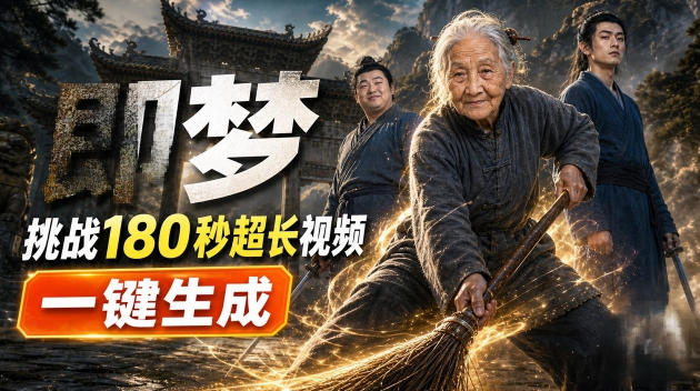 即梦挑战180秒超长视频！一键生成3分钟电影？完整制作流程详细分享！-极客网创