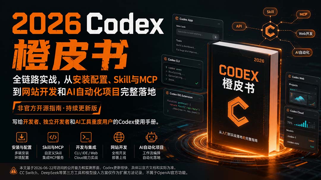 2026Codex橙皮书:全链路实战,从安装配置、Skill与MCP到网站开发和AI自动化项目完整落地-极客网创