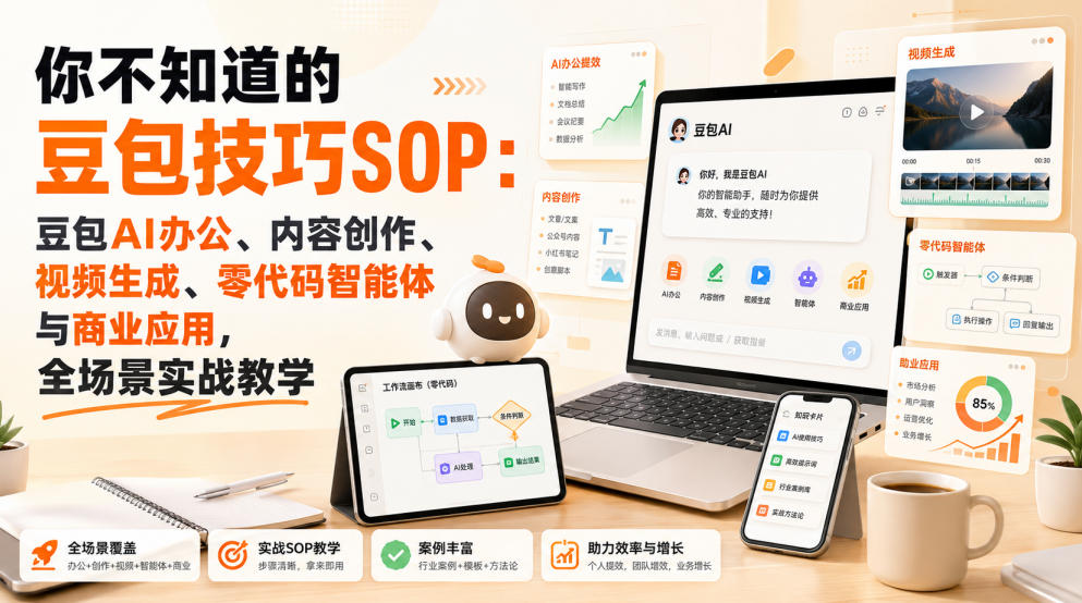 你不知道的豆包技巧SOP:豆包AI办公、内容创作、视频生成、零代码智能体与商业应用,全场景实战教学-极客网创