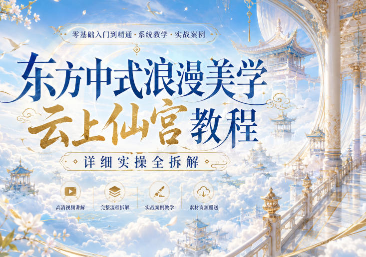 东方中式浪漫美学云上仙宫教程，详细实操全拆解-极客网创