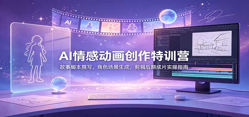 AI情感动画创作特训营：故事脚本撰写，角色场景生成，剪辑后期成片实操指南-极客网创