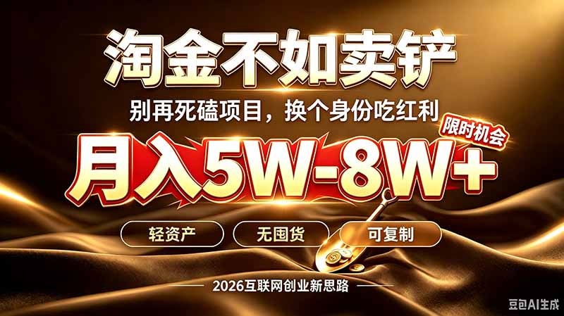 别再傻乎乎埋头跑项目！互联网真正赚钱逻辑：做卖铲人，拒绝当韭菜，逆风翻盘月入5-8W+-极客网创