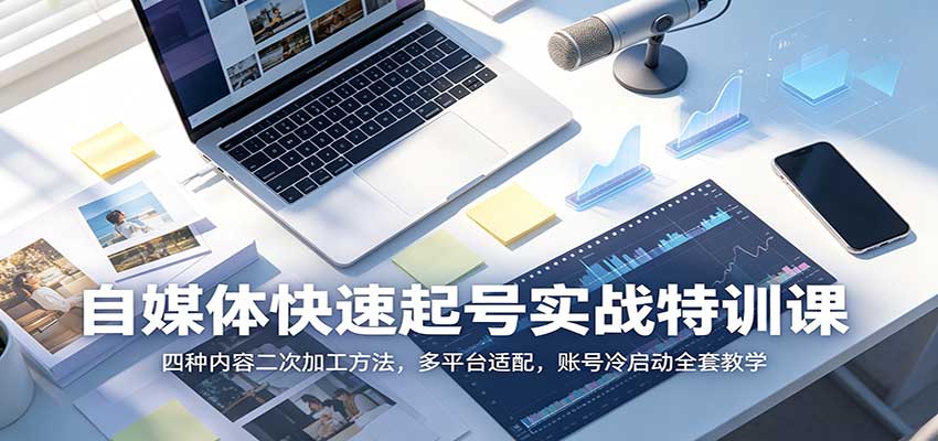 自媒体快速起号实战特训课：四种内容二次加工方法，多平台适配，账号冷启动全套教学-极客网创