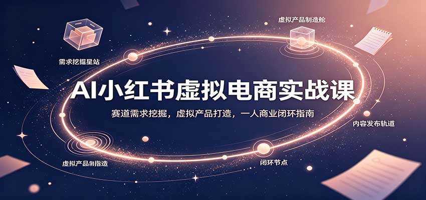 AI小红书虚拟电商实战课：赛道需求挖掘，虚拟产品打造，一人商业闭环指南-极客网创