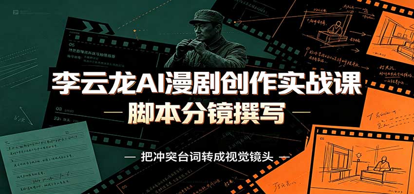 李云龙AI漫剧创作实战课：角色人设还原，脚本分镜撰写，AI漫剧成片完整制作教学-极客网创