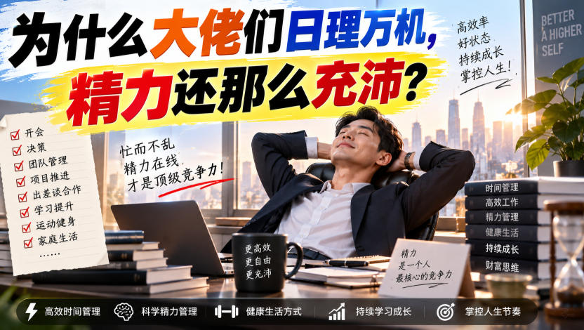 付费文章:为什么大佬们日理万机,精力还那么充沛?-极客网创