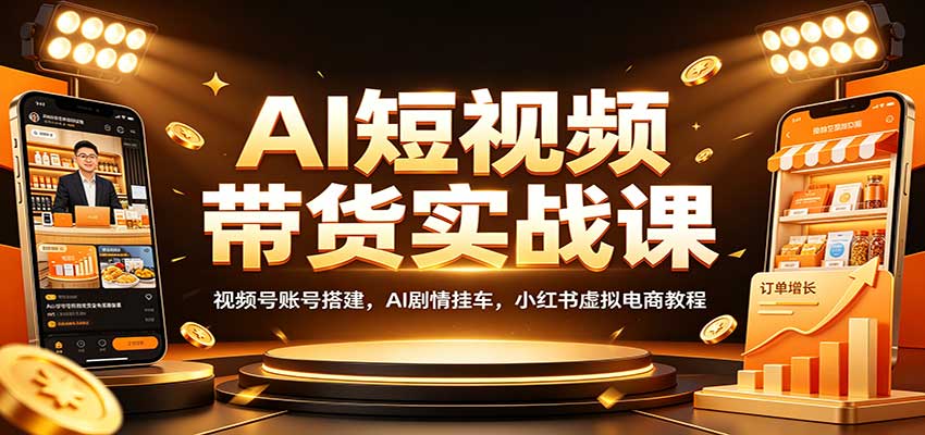 AI短视频带货实战课：视频号账号搭建，AI剧情挂车，小红书虚拟电商教程-极客网创