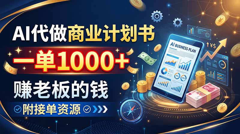 AI代做商业计划书，一单1000+，赚老板的钱，附接单资源-极客网创