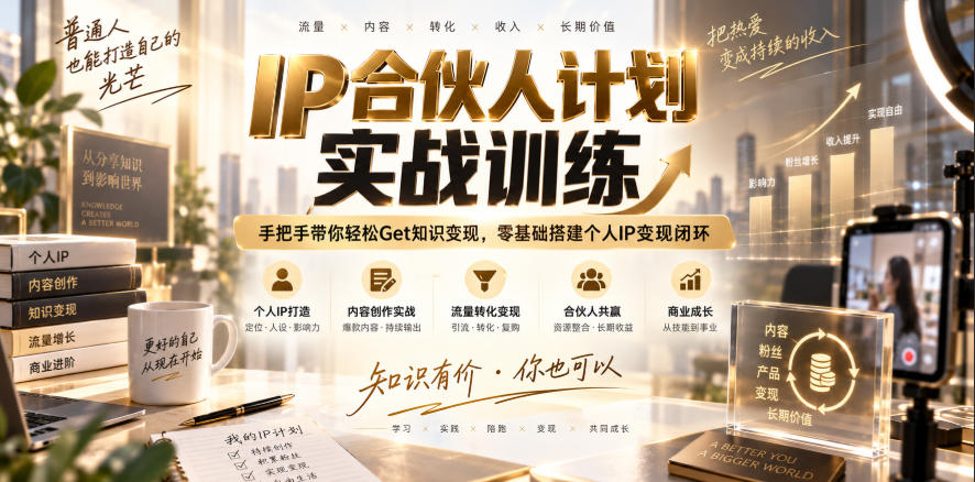 IP合伙人计划实战训练,手把手带你轻松Get知识变现,零基础搭建个人IP变现闭环(更新260908)-极客网创