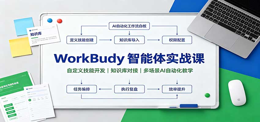 WorkBuddy智能体实战课：自定义技能开发，知识库对接，多场景AI自动化教学-极客网创