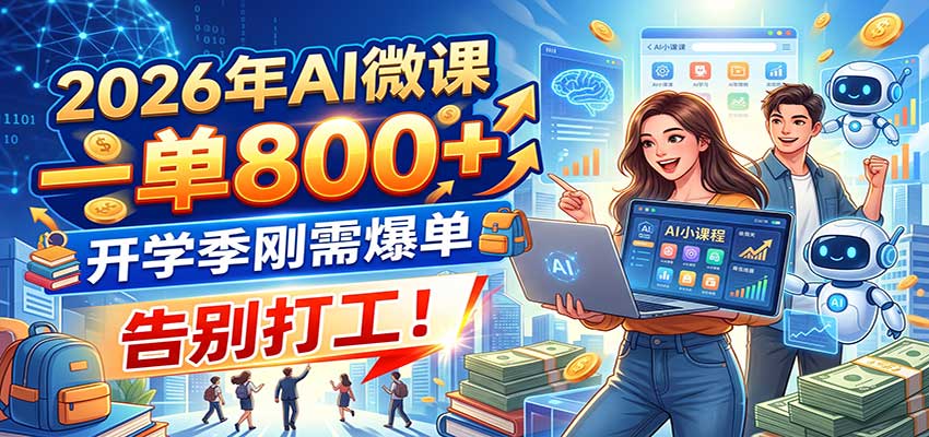 2026年AI微课，一单800+，开学季刚需爆单，告别打工！-极客网创