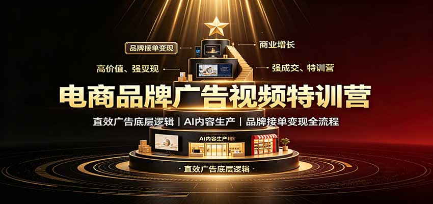 电商品牌广告视频特训：直效广告底层逻辑，AI内容生产，品牌接单变现全流程-极客网创