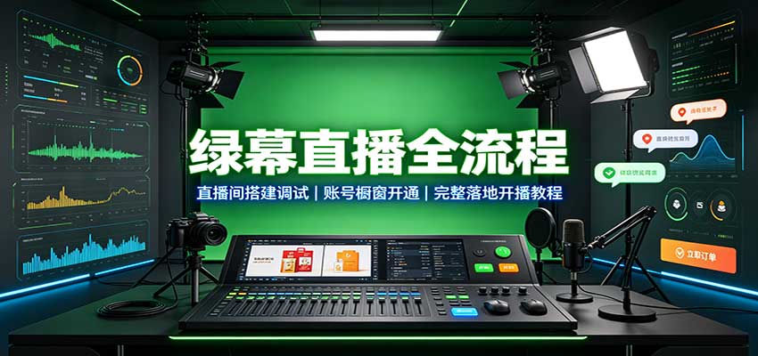 绿幕直播全流程：直播间搭建调试，账号橱窗开通，完整落地开播教程-极客网创