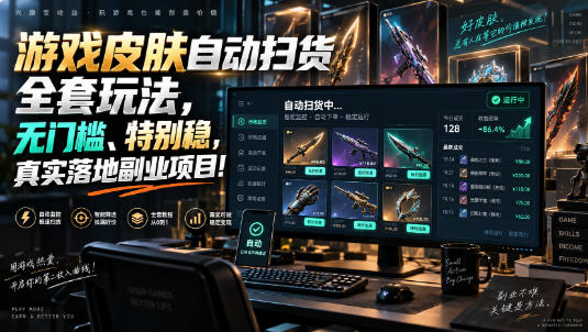 游戏皮肤自动扫货全套玩法，无门槛、特别稳，真实落地副业项目！【揭秘】-极客网创