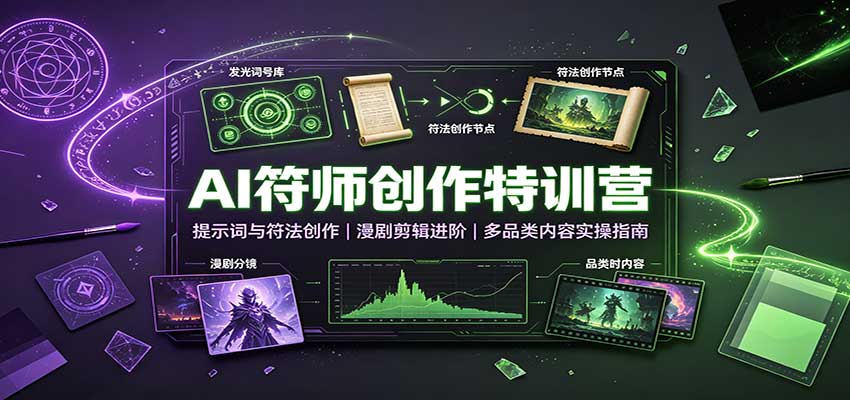 AI符师创作特训营:提示词与符法创作,漫剧剪辑进阶,多品类内容实操指南-极客网创