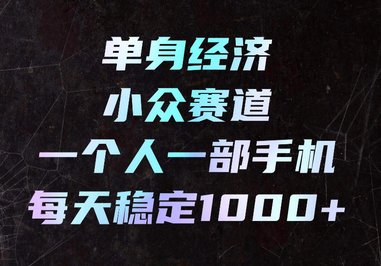 单身经济小众赛道，一个人一部手机，每天稳定1000+，长期可持续的赛道【揭秘】-极客网创