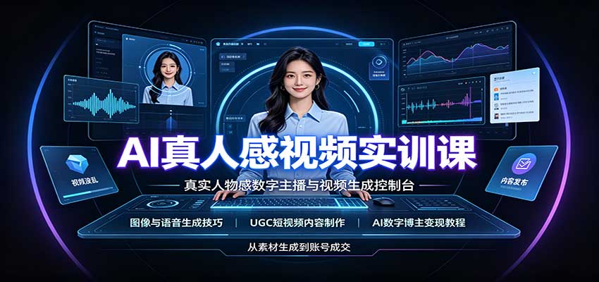 AI真人感视频实训课：图像语音生成，UGC内容制作，AI数字博主变现教程-极客网创