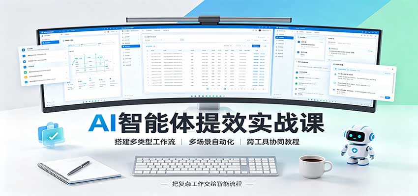 AI智能体提效实战课：搭建多类型工作流，多场景自动化，跨工具协同教程-极客网创
