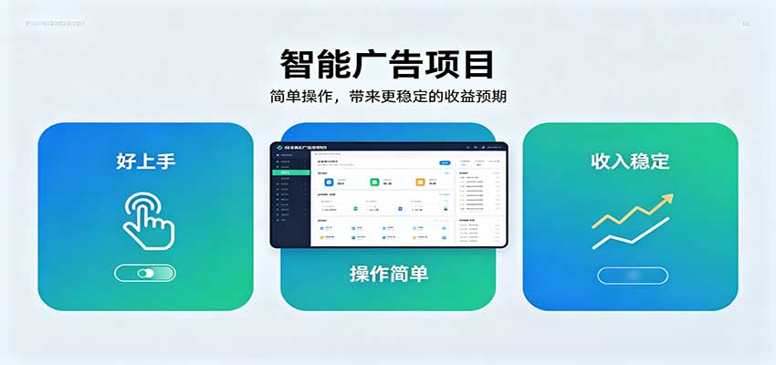 智能广告挂机项目，操作简单上手快，收益稳定可持续。稳定日入300+-极客网创