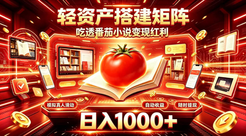 轻资产搭建矩阵，吃透番茄小说变现红利，日入1000+，支持无限矩阵放大【揭秘】-极客网创