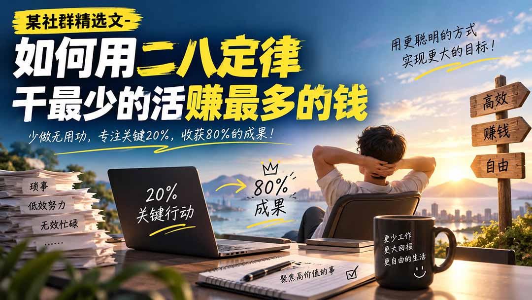某社群精选文-如何用二八定律干最少的活赚最多的钱-极客网创