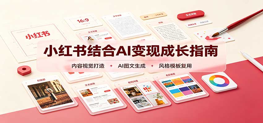 小红书结合AI变现成长指南：账号精准定位，内容视觉打造，搭建可复制流量获客体系-极客网创