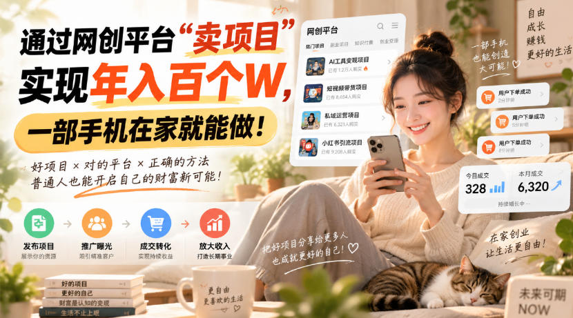 靠卖网创项目变现，一年拿下百万收益！一台手机就能操作！-极客网创