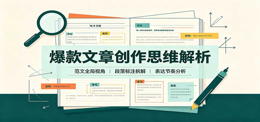 爆款文章创作思维解析：全局视角拆解范文，梳理行文逻辑，搭配真实拆文实操案例-极客网创