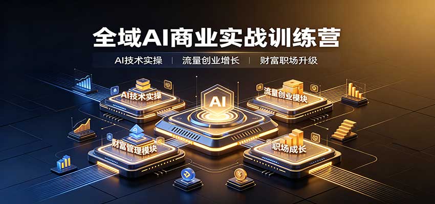 全域AI商业实战训练营：涵盖AI技术实操、流量创业、财富管理与职场成长全体系内容-极客网创