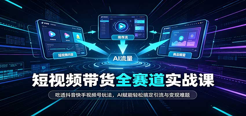 短视频带货全赛道：吃透抖音快手视频号玩法，AI赋能轻松搞定引流与变现难题-极客网创