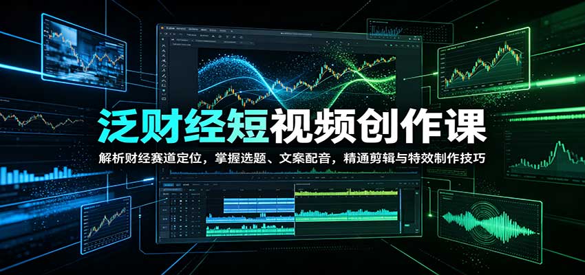 泛财经短视频创作课：解析财经赛道定位，掌握选题、文案配音，精通剪辑与特效制作技巧-极客网创