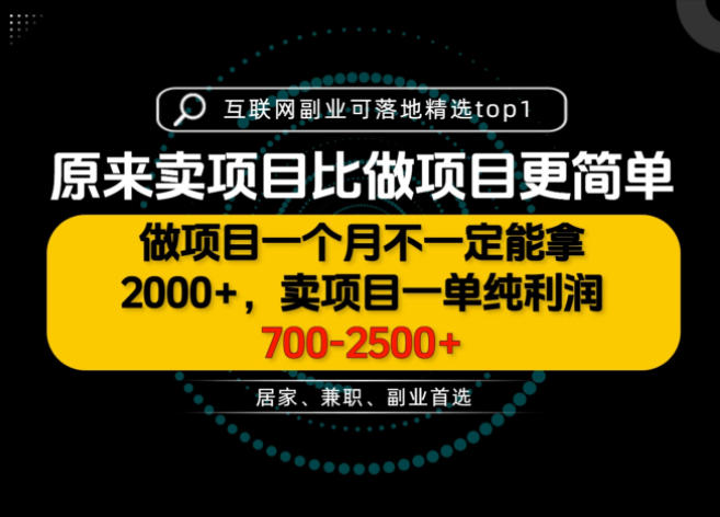 一单利润700-2.5K+，为什么我们要卖项目而不是做项目，我们普通人应该怎样开始？【揭秘】-极客网创
