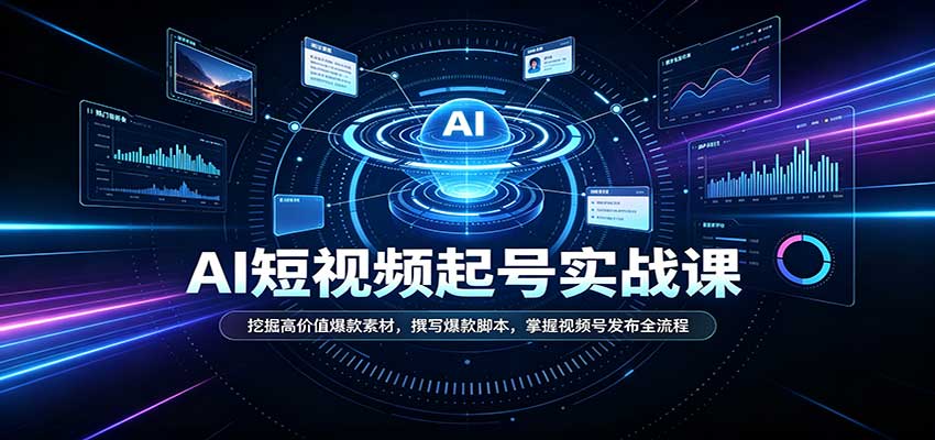 短视频AI起号实战课：挖掘高价值爆款素材，撰写爆款脚本，掌握视频号发布全流程-极客网创