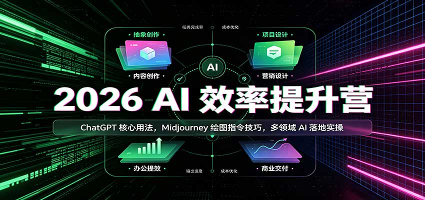 2026 AI效率提升营：ChatGPT核心用法，Midjourney绘图指令技巧，多领域AI落地实操-极客网创