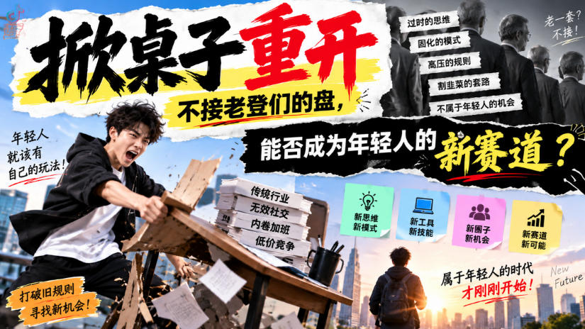 某公众号付费文章：掀桌子重开，不接老登们的盘，能否成为年轻人的新赛道？-极客网创