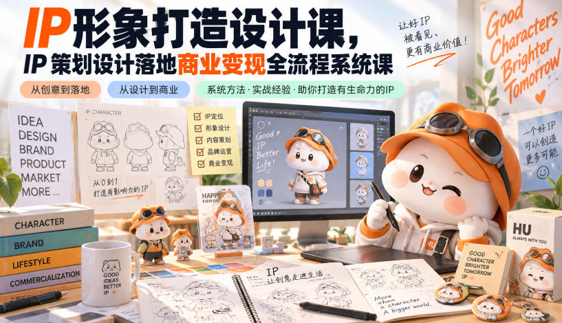 IP形象打造设计课，IP策划设计落地商业变现全流程系统课-极客网创