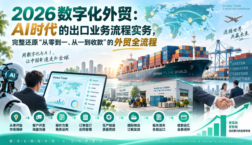 2026数字化外贸：AI时代的出口业务流程实务，完整还原”从零到一、从一到收款”的外贸全流程-极客网创