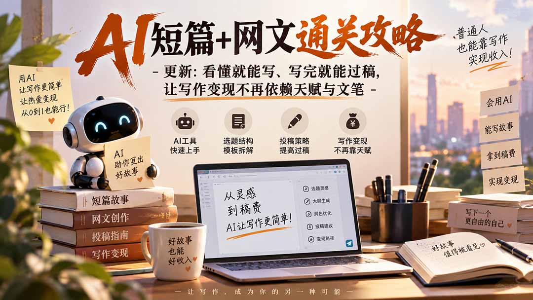 AI短篇+网文通关攻略-更新0921：看懂就能写、写完就能过稿，让写作变现不再依赖天赋与文笔-极客网创