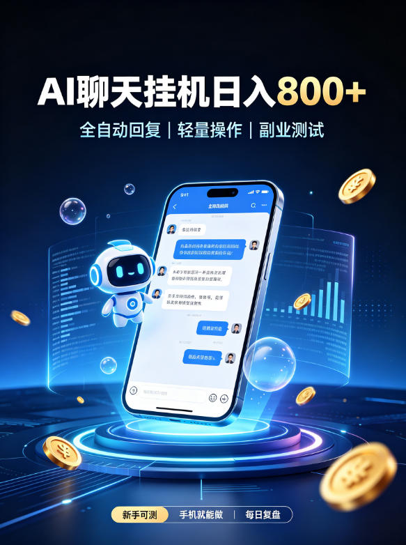 AI聊天挂G项目，日入800➕，全自动操作，适用个人副业，支持工作室矩阵操作【揭秘】-极客网创