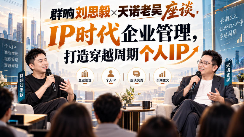 群响刘思毅×天诺老吴座谈，IP时代企业管理，打造穿越周期个人IP-极客网创