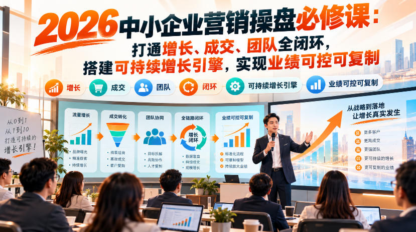 2026中小企业营销操盘必修课：打通增长、成交、团队全闭环，搭建可持续增长引擎，实现业绩可控可复制-极客网创