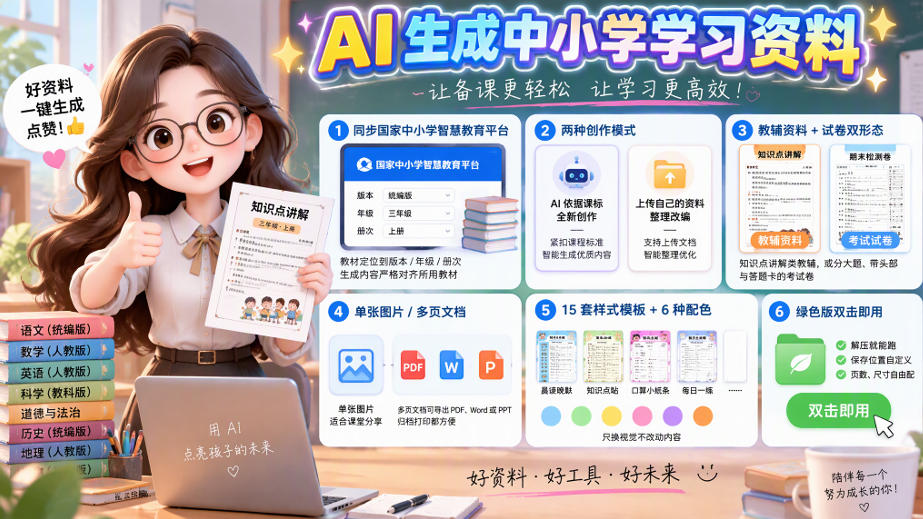 孩子的教辅别再乱买了：同步国家中小学智慧平台，AI一键生成图文教辅和试卷-极客网创