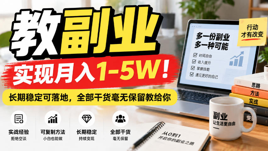 “教副业”实现月入1-5W！长期稳定可落地，全部干货毫无保留教给你【揭秘】-极客网创