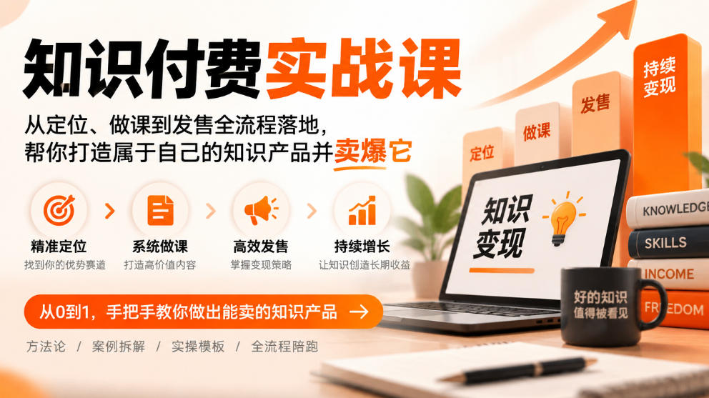知识付费实战课：从定位、做课到发售全流程落地，帮你打造属于自己的知识产品并卖爆它-极客网创