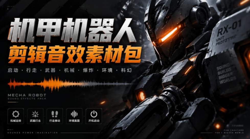 宝藏机甲音效合集！机甲机器人变形能量移动无损音效素材，全部中文汉化处理Boom Library Mechs&Robots Designed-极客网创