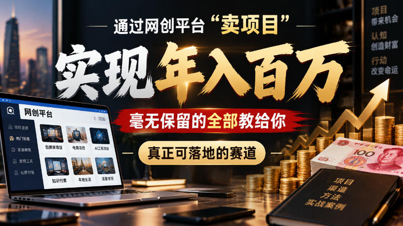 通过网创平台“卖项目”实现年入100w，毫无保留的全部教给你，真正可落地的赛道【揭秘】-极客网创